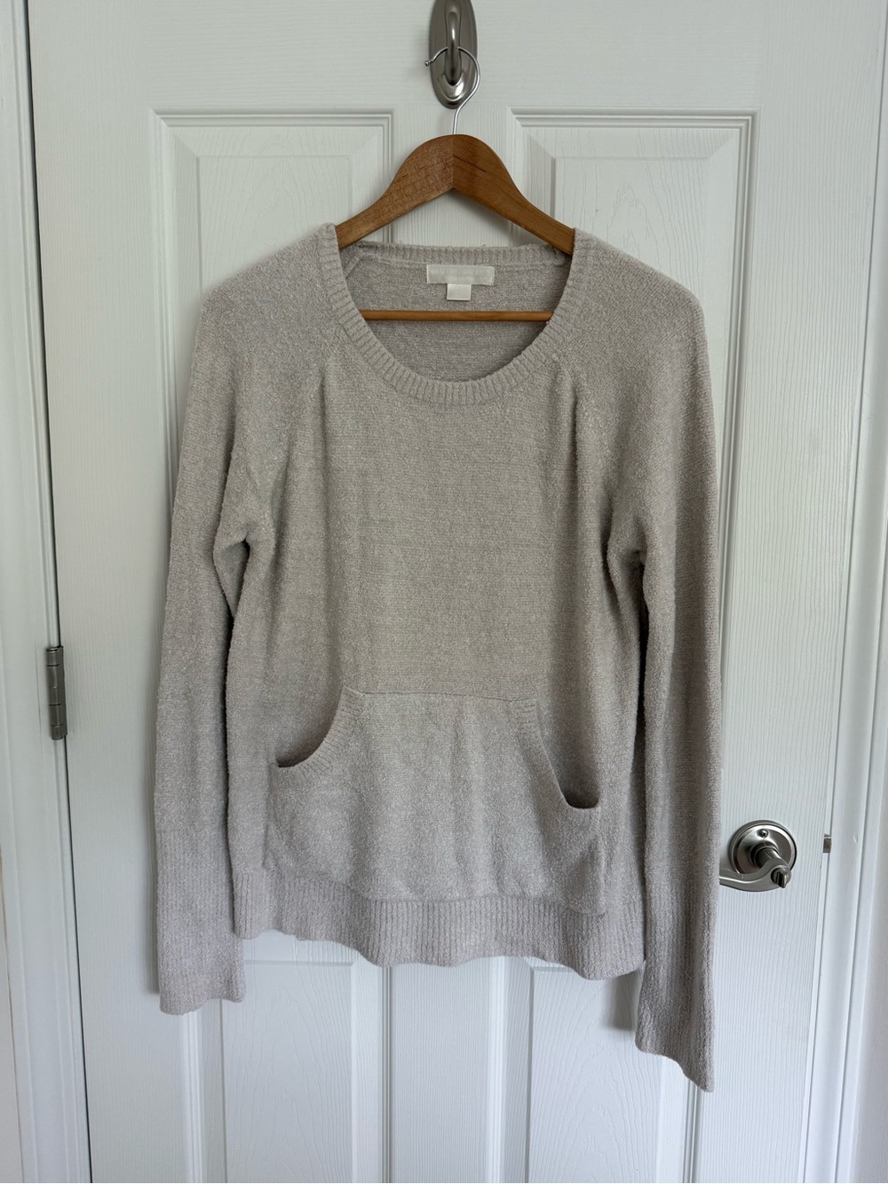 Barefoot Dreams CozyChic Lite Pullover Sweater Oatmeal Color Size M